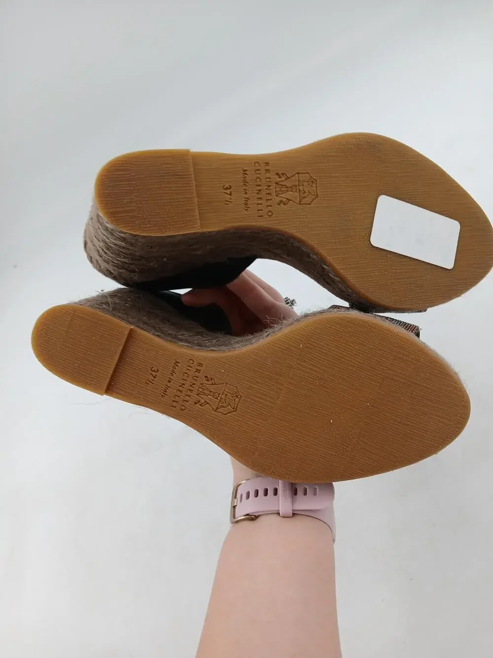 Brunello Cucinelli Shoes Womens Brown Leather Espadrille Wedge Sandals Size 7.5